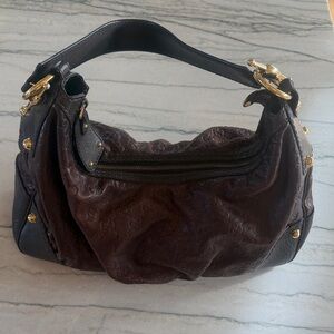 Gucci Dark Brown Hobo Bag with Gold Accents